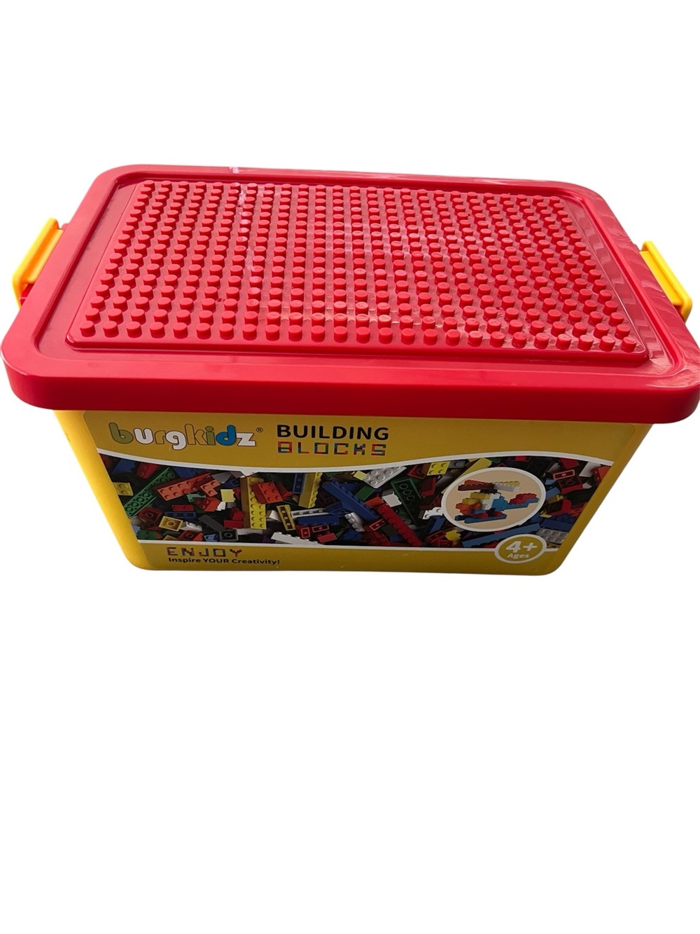 Burgkidz Building Blocks Storage Bin with 500+ Blocks - Creative Play Set